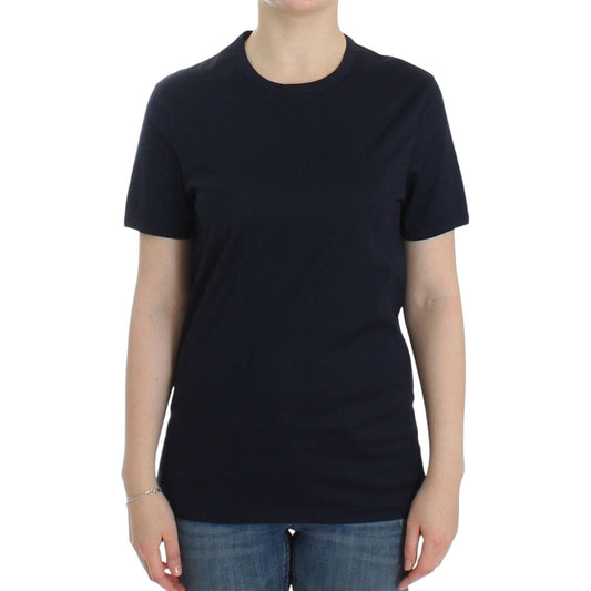 Ermanno Scervino Lingerie Blue Crewneck Cotton Logo T-shirt