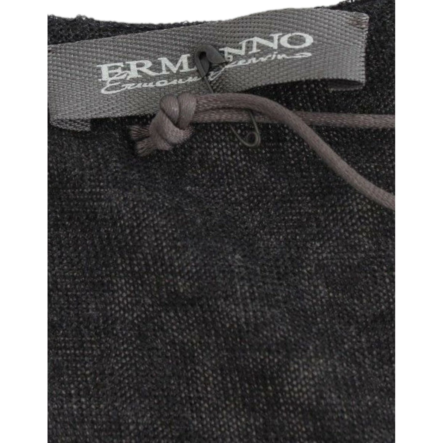 Ermanno Scervino Deep V-neck Black Wool Blend Sweater Ermanno Scervino Dark Slate Gray