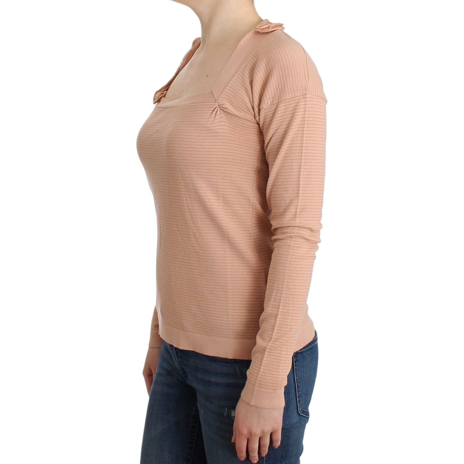 Ermanno Scervino Orange Wool Blend Striped Long Sleeve Top