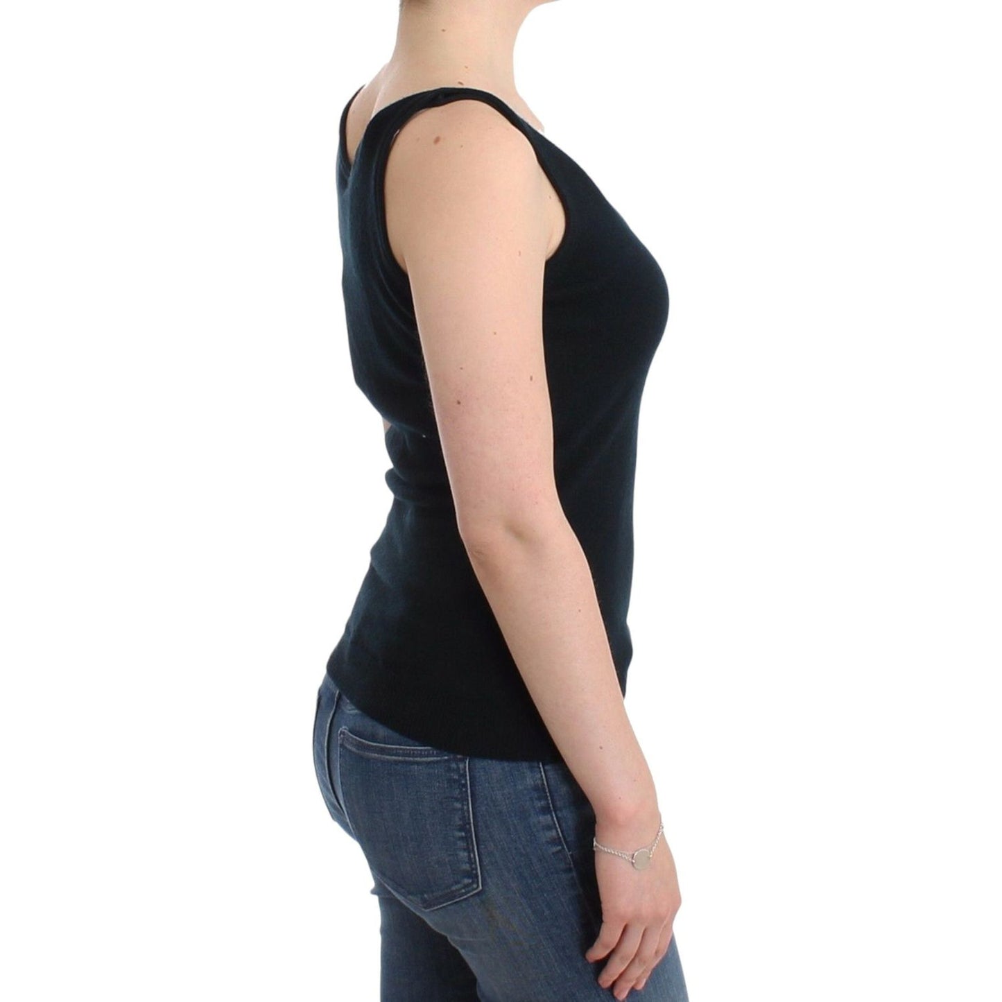 Ermanno Scervino Elegant Black Cashmere Knit Top Ermanno Scervino Dark Slate Gray