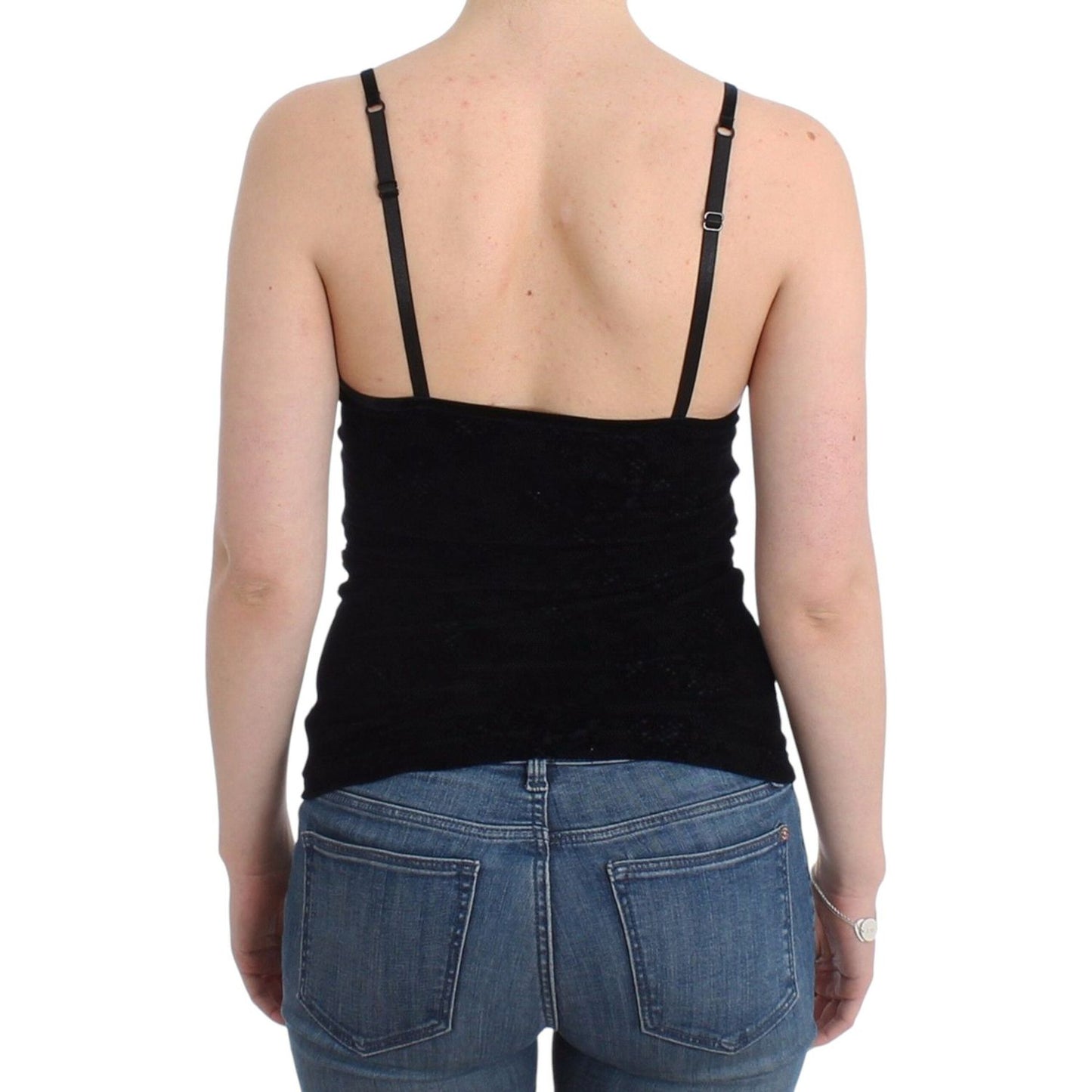 Ermanno Scervino Elegant Black Cami Lingerie Top Ermanno Scervino Tan
