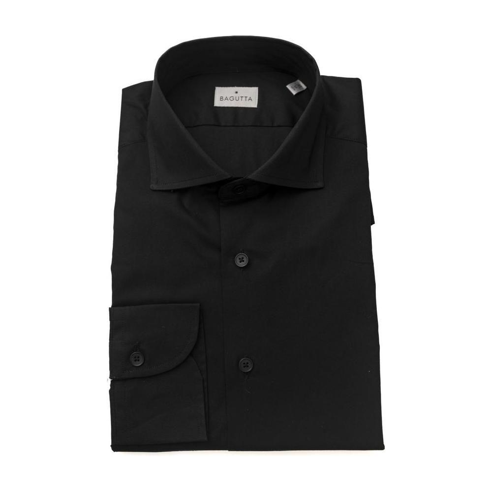 Bagutta Black Cotton Men's Slim Shirt Bagutta Black
