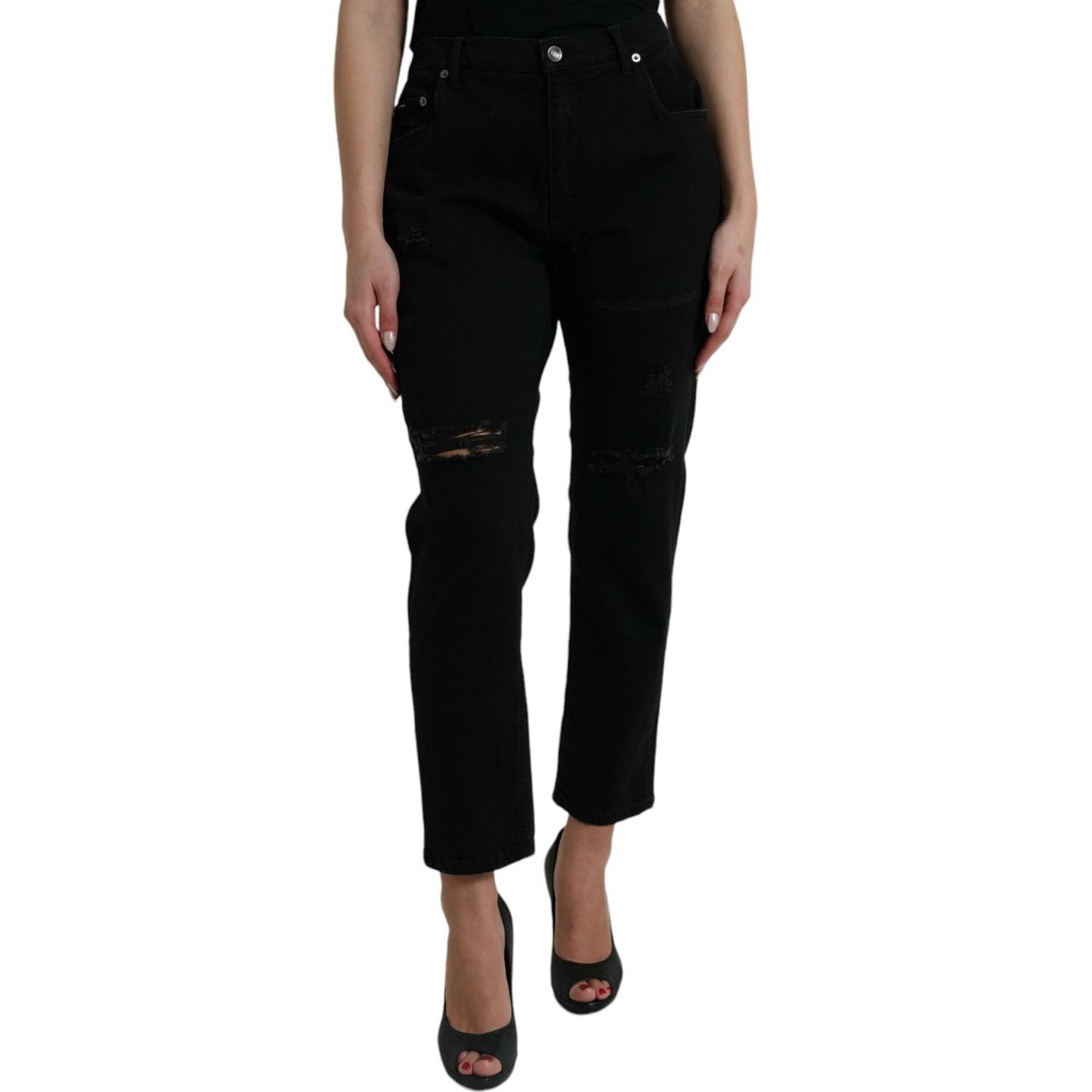 Dolce & Gabbana Elegant High Waist Black Stretch Jeans Dolce & Gabbana Rosy Brown