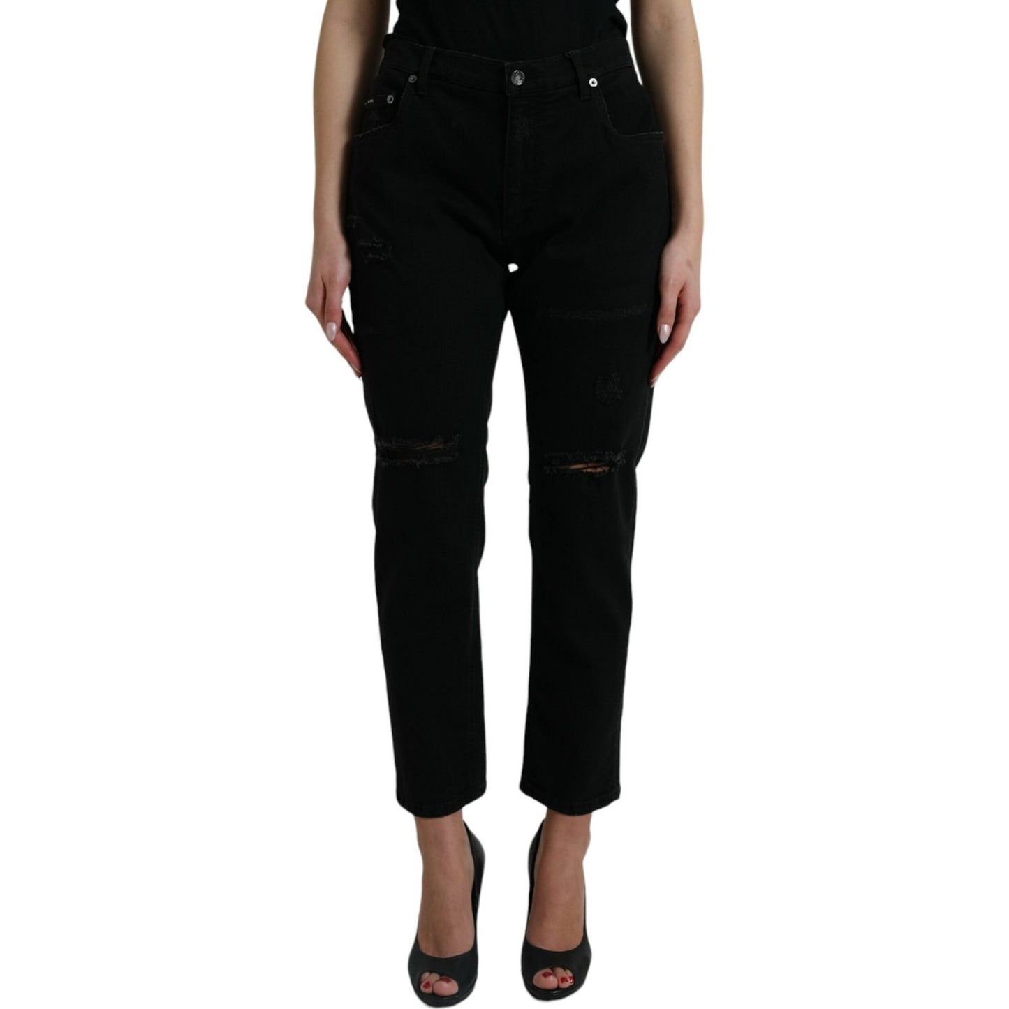 Dolce & Gabbana Elegant High Waist Black Stretch Jeans Dolce & Gabbana Black