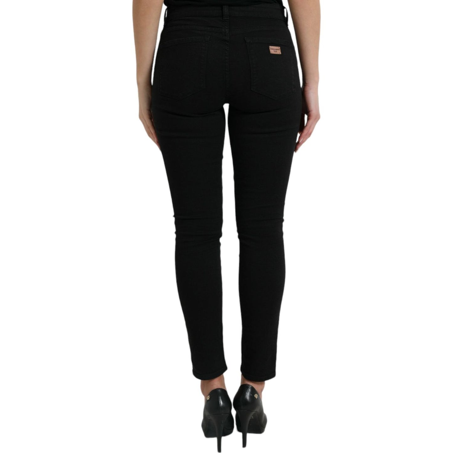 Dolce & Gabbana Chic Black Mid-Waist Stretch Jeans Dolce & Gabbana Black