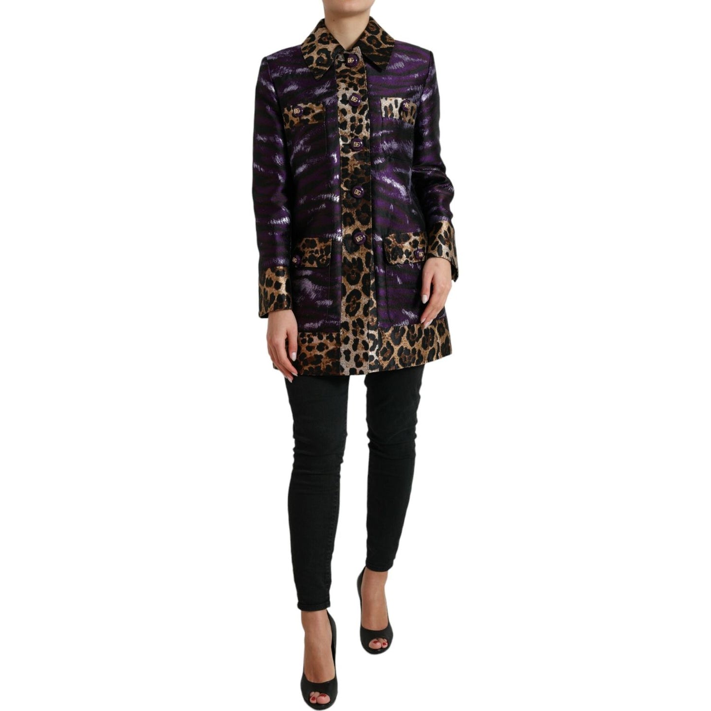 Dolce & Gabbana Exquisite Jacquard Trench With Tiger Motif Dolce & Gabbana Black