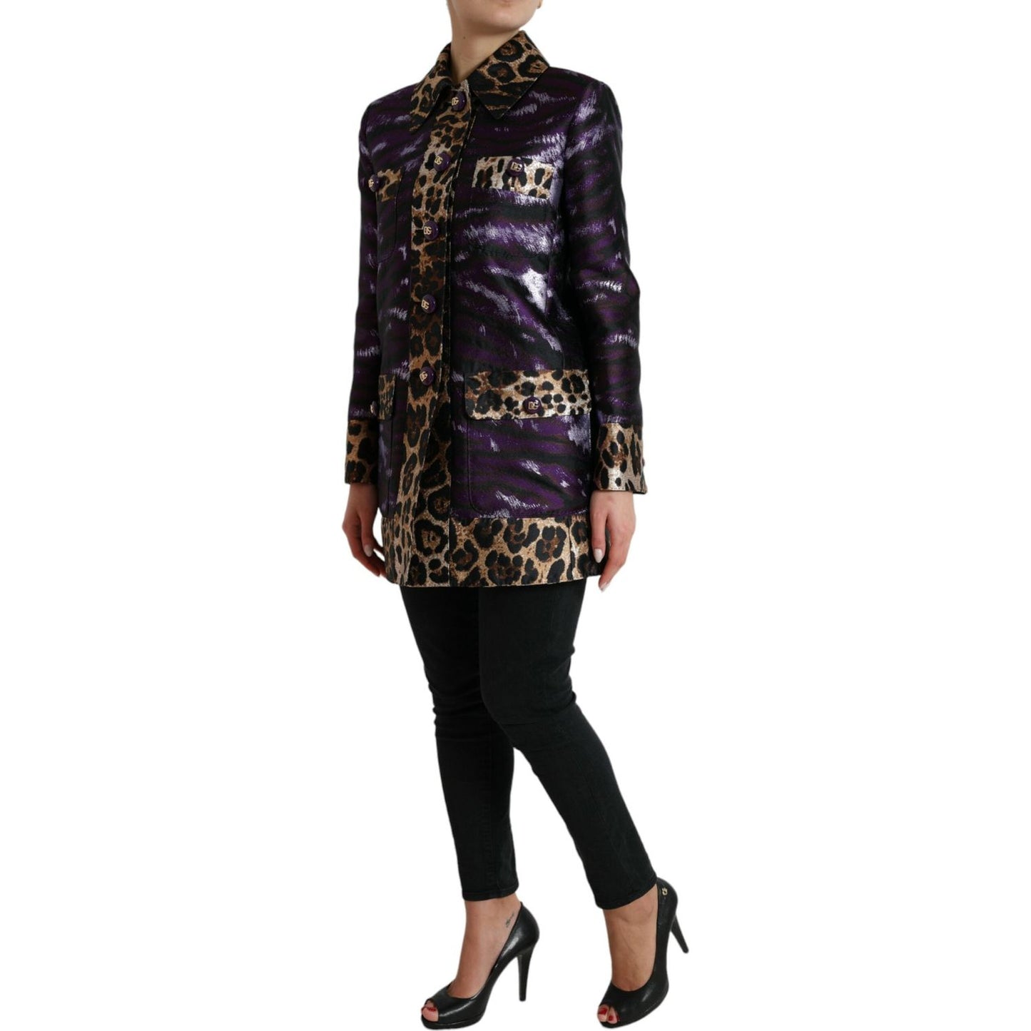 Dolce & Gabbana Exquisite Jacquard Trench With Tiger Motif Dolce & Gabbana Black