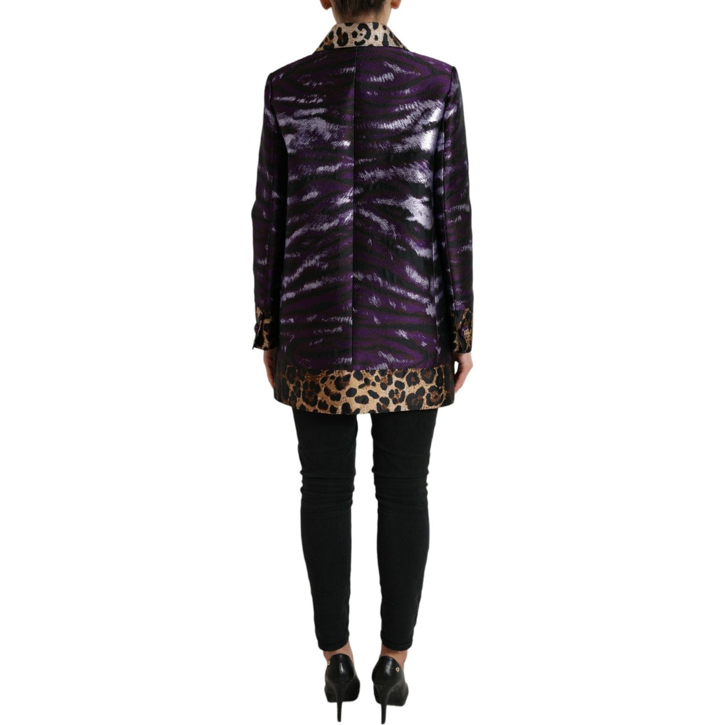 Dolce & Gabbana Exquisite Jacquard Trench With Tiger Motif Dolce & Gabbana Black