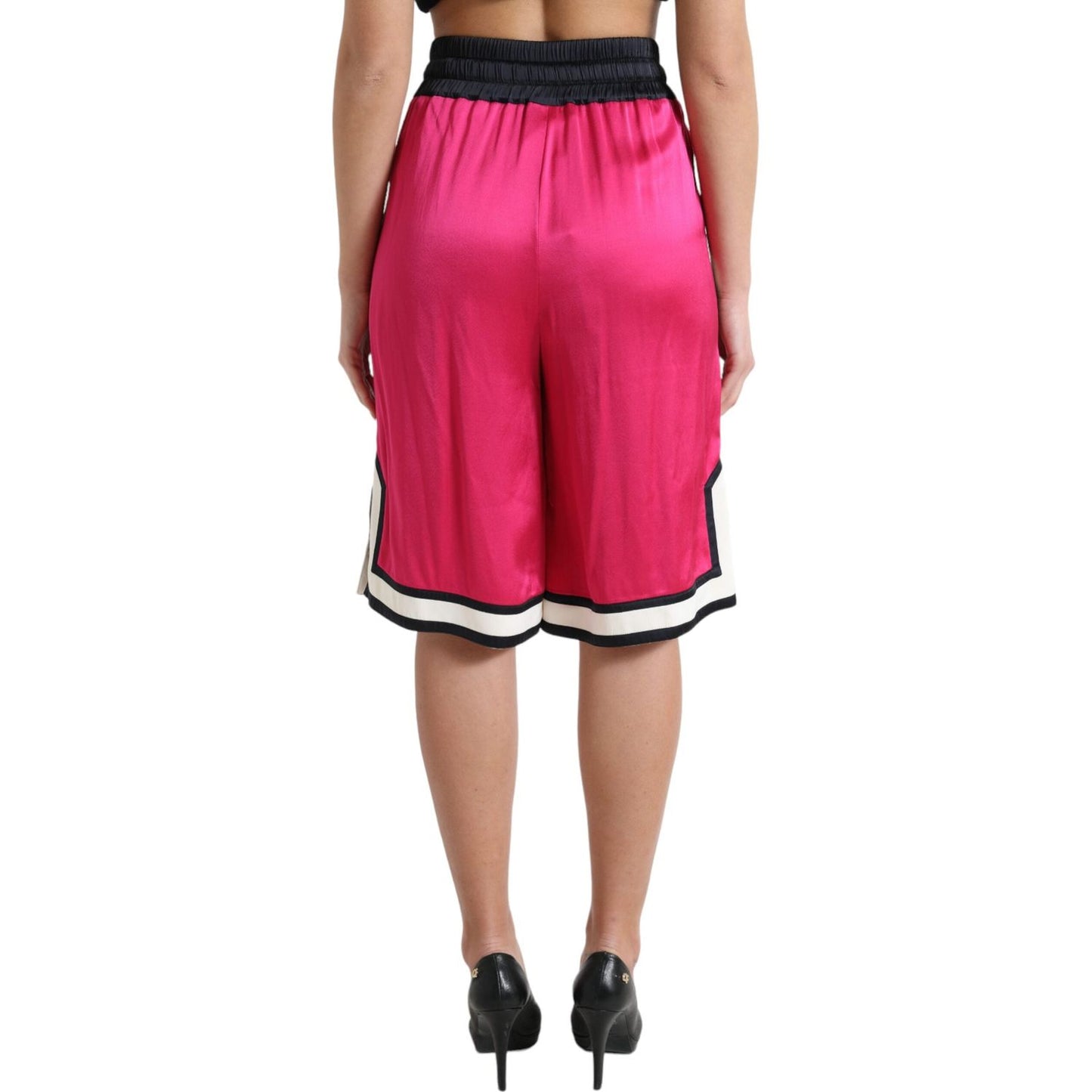 Dolce & Gabbana Chic Pink High Waist Jersey Shorts Dolce & Gabbana Maroon