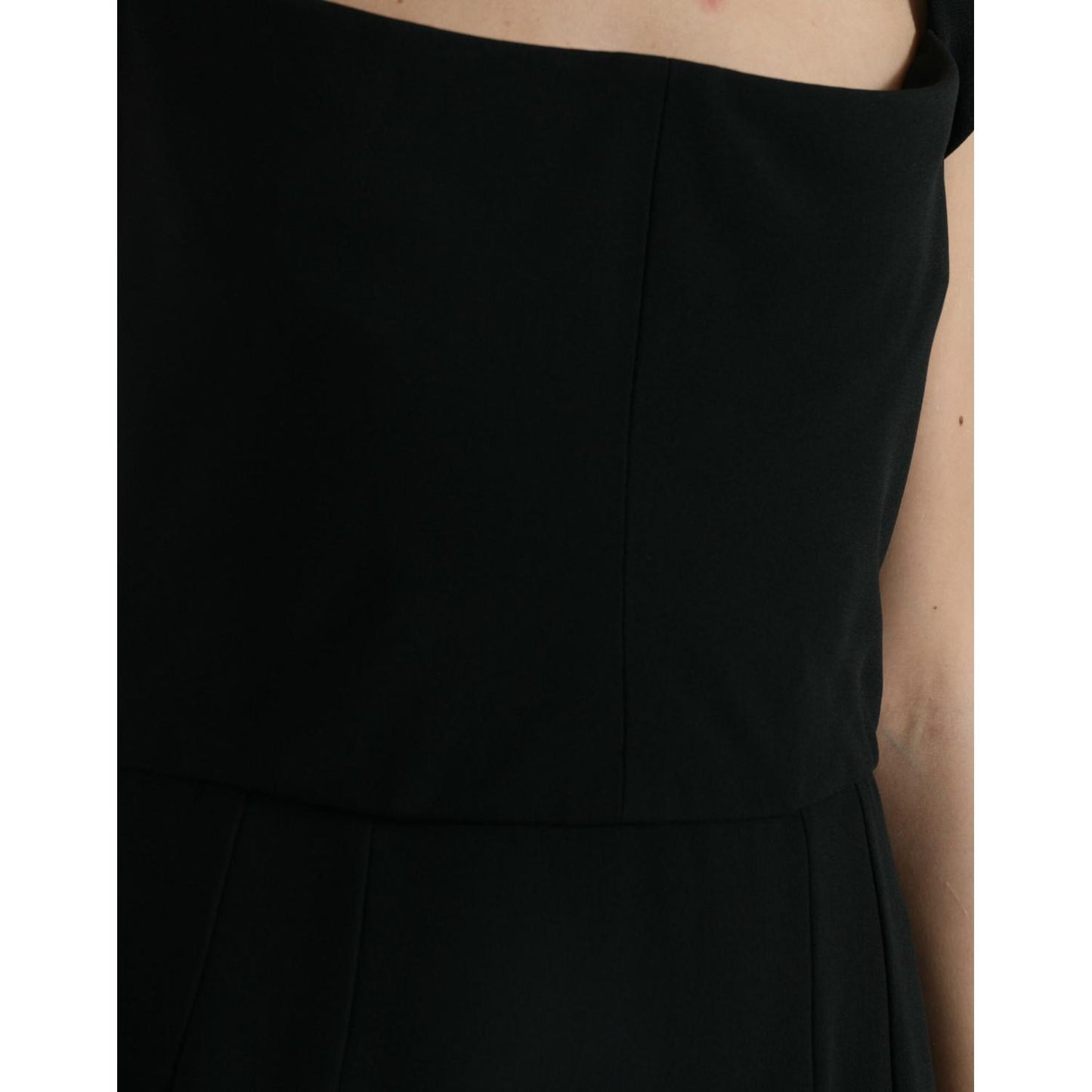 Dolce & Gabbana Elegant Black Stretch Cady Midi Dress Dolce & Gabbana Black