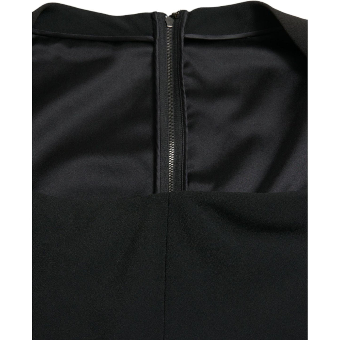 Dolce & Gabbana Elegant Black Stretch Cady Midi Dress Dolce & Gabbana Black
