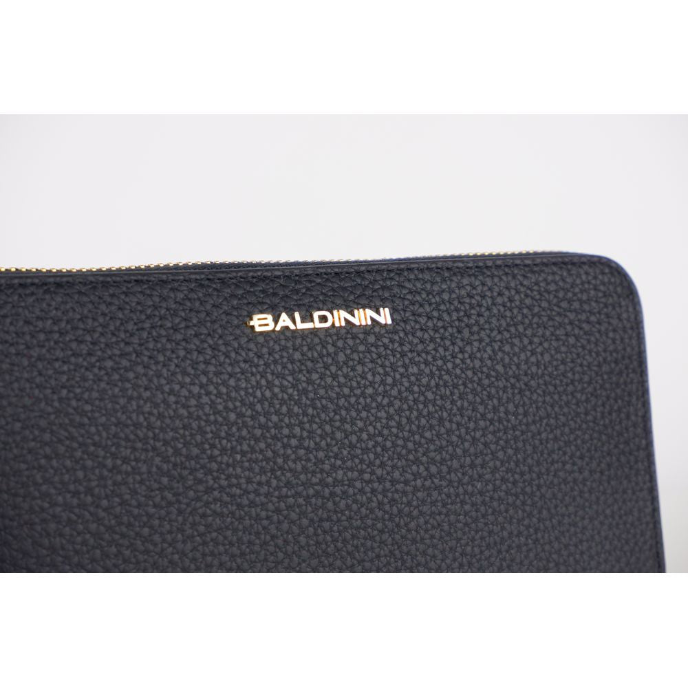 Baldinini Trend Elegant Leather Zip Wallet - Timeless Accessory Baldinini Trend White Smoke