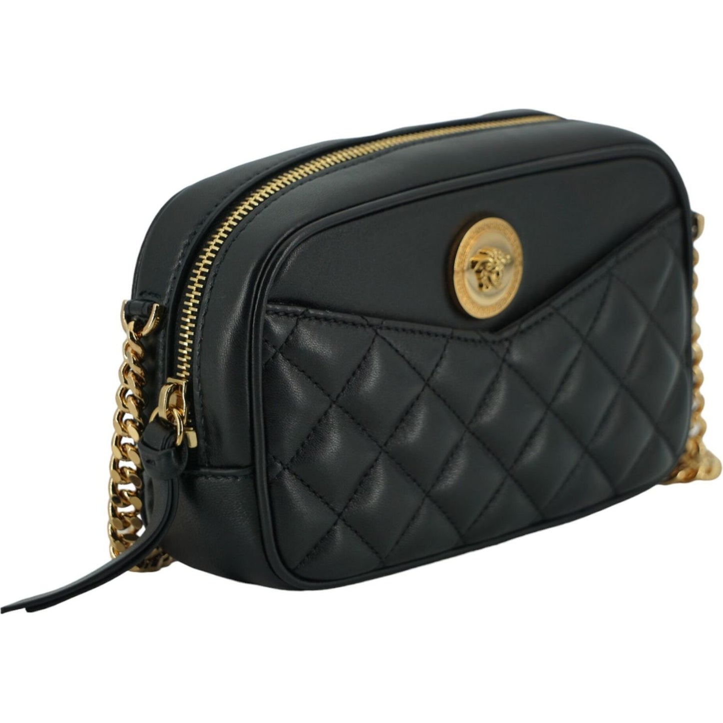 Versace Elegant Small Black Leather Crossbody Bag Versace Dark Slate Gray