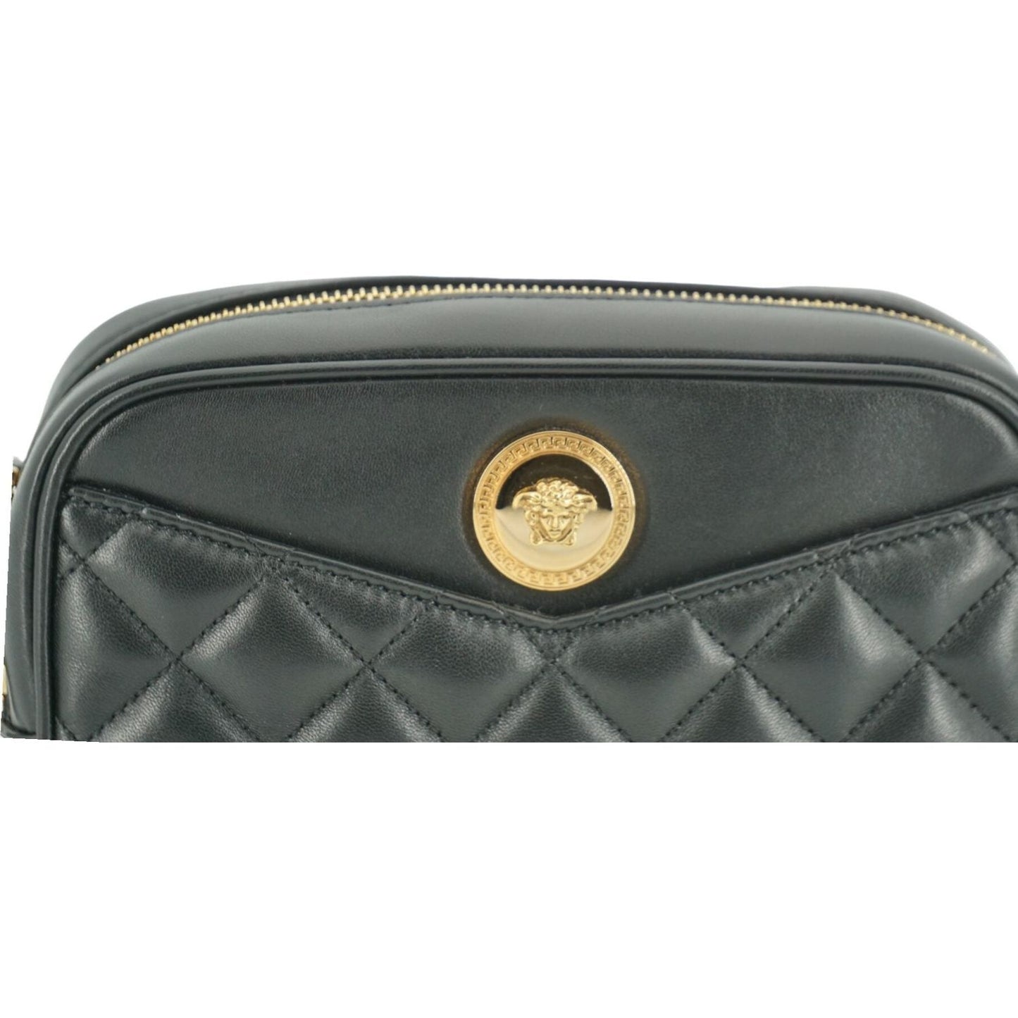 Versace Elegant Small Black Leather Crossbody Bag Versace Dark Slate Gray