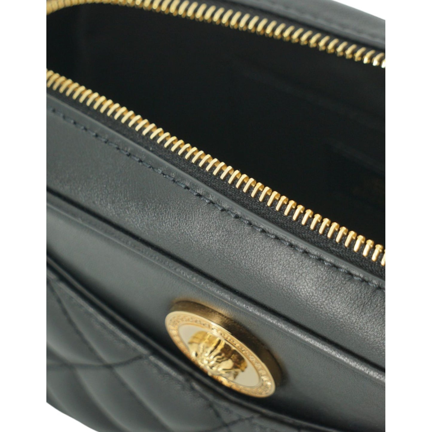 Versace Elegant Small Black Leather Crossbody Bag Versace Dark Slate Gray