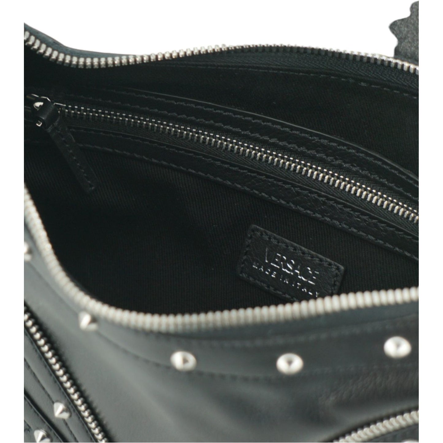 Versace Elegant Black Leather Hobo Shoulder Bag Versace Dark Slate Gray
