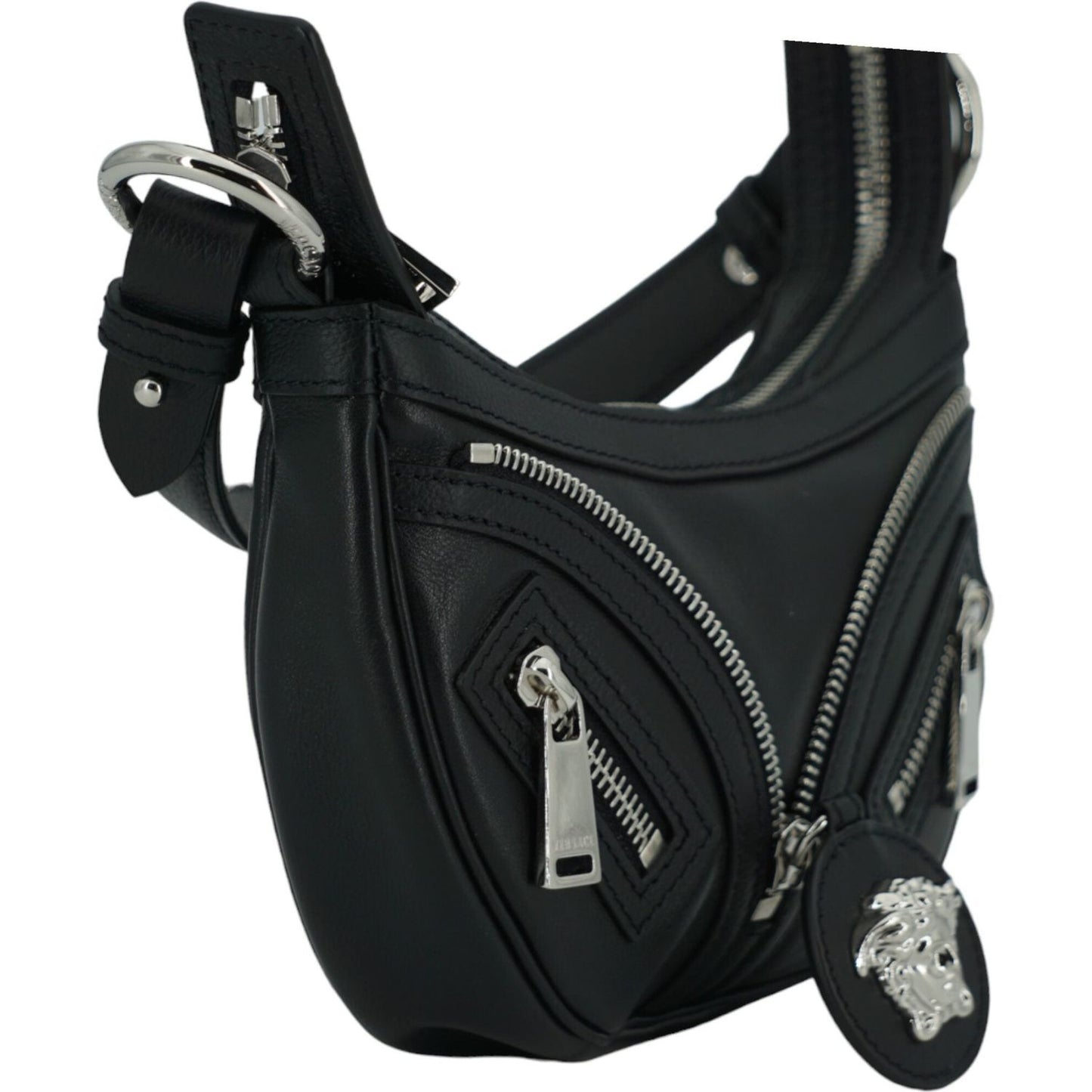 Versace Elegant Black Mini Hobo Shoulder Bag Versace Black