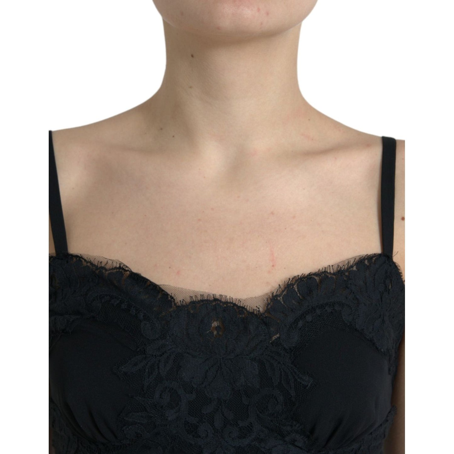 Dolce & Gabbana Elegant Black Silk Lace Tank Top Dolce & Gabbana Rosy Brown