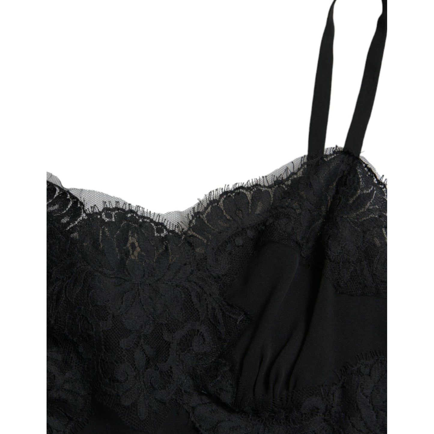 Dolce & Gabbana Elegant Black Silk Lace Tank Top Dolce & Gabbana Black
