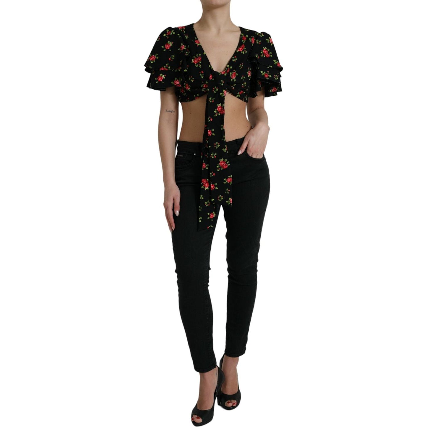 Dolce & Gabbana Floral Print Cropped Top Luxe Fashion Dolce & Gabbana Rosy Brown