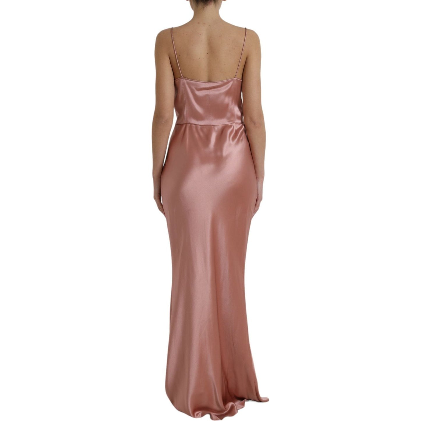 Dolce & Gabbana Elegant Long Silk Gown in Pink Dolce & Gabbana Rosy Brown