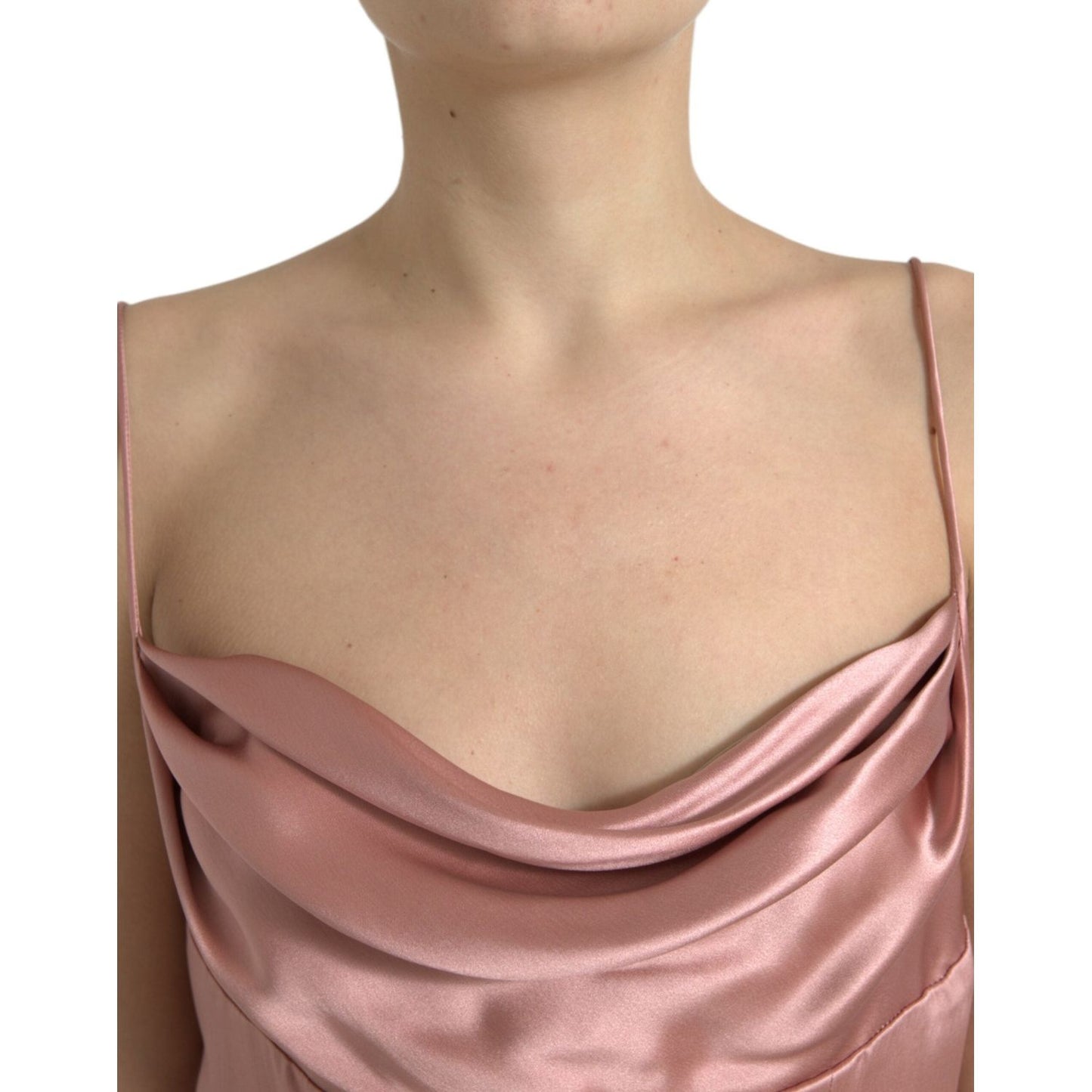 Dolce & Gabbana Elegant Long Silk Gown in Pink Dolce & Gabbana Rosy Brown