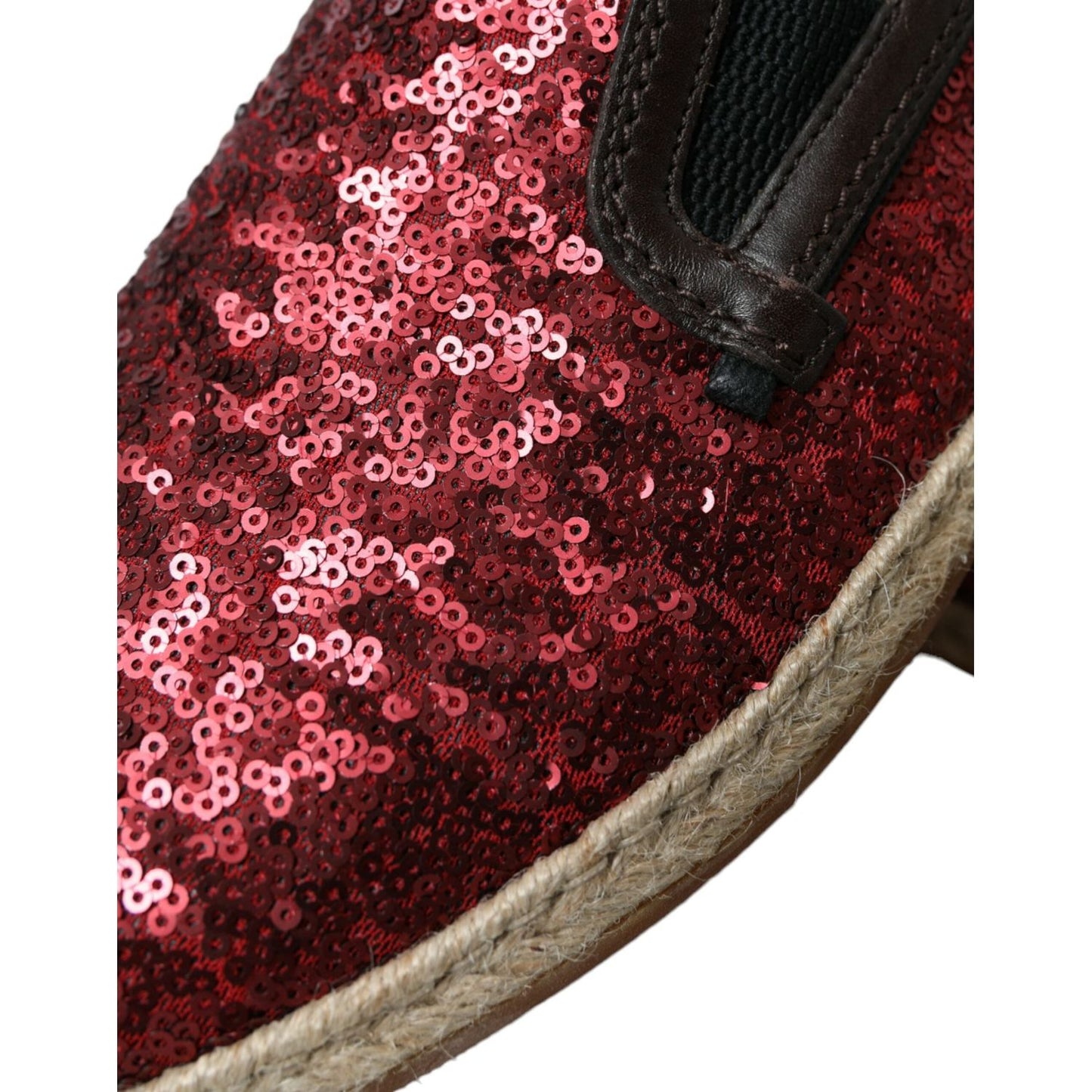 Dolce & Gabbana Red Sequined Loafers Slippers Men Shoes
