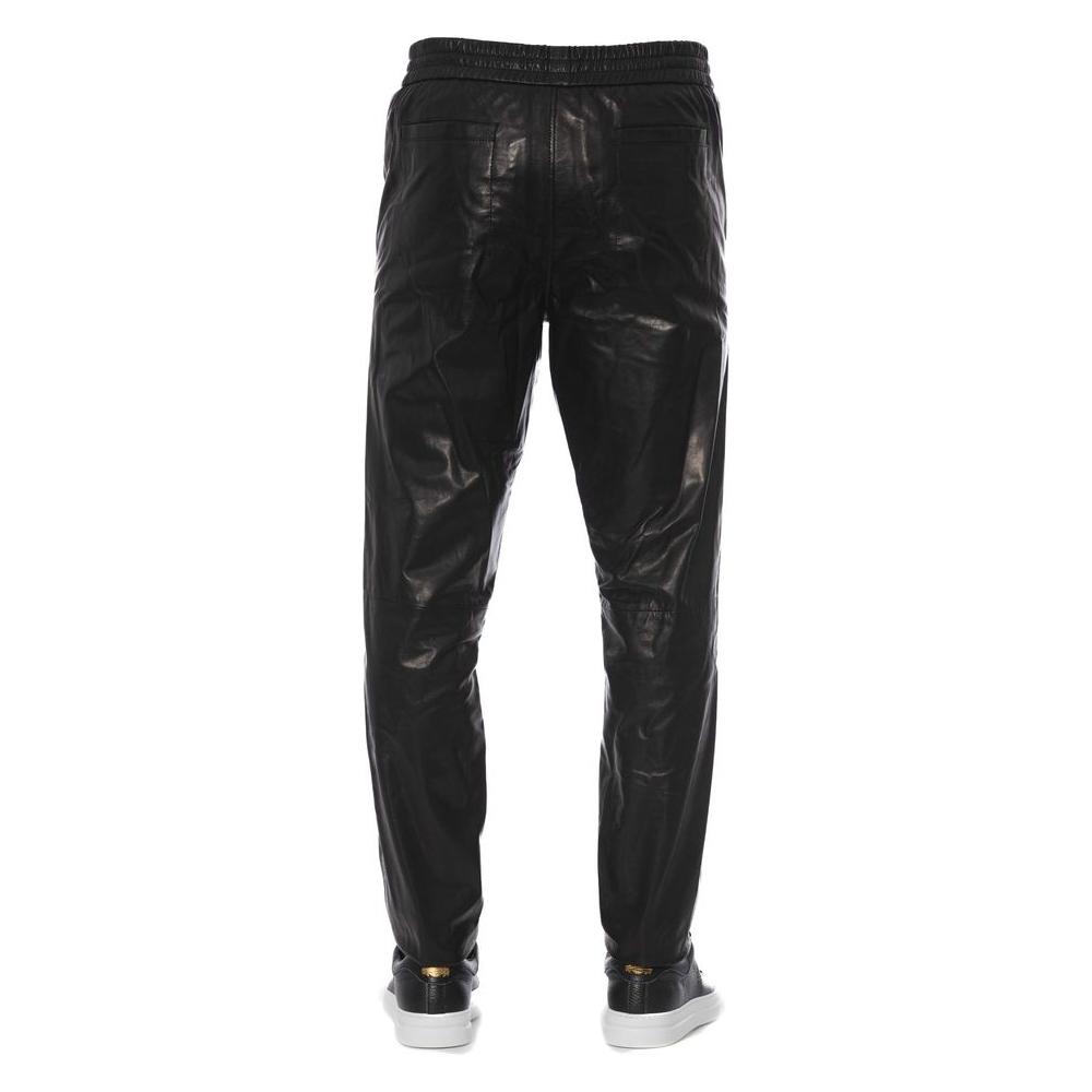Trussardi Sleek Black Leather Trousers for Men Trussardi Dark Slate Gray