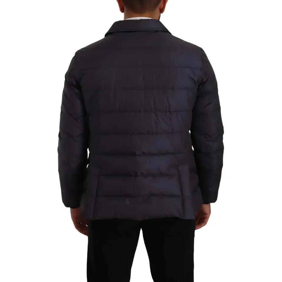 Dolce & Gabbana Elegant Dark Blue Silk Blend Jacket Dolce & Gabbana Black
