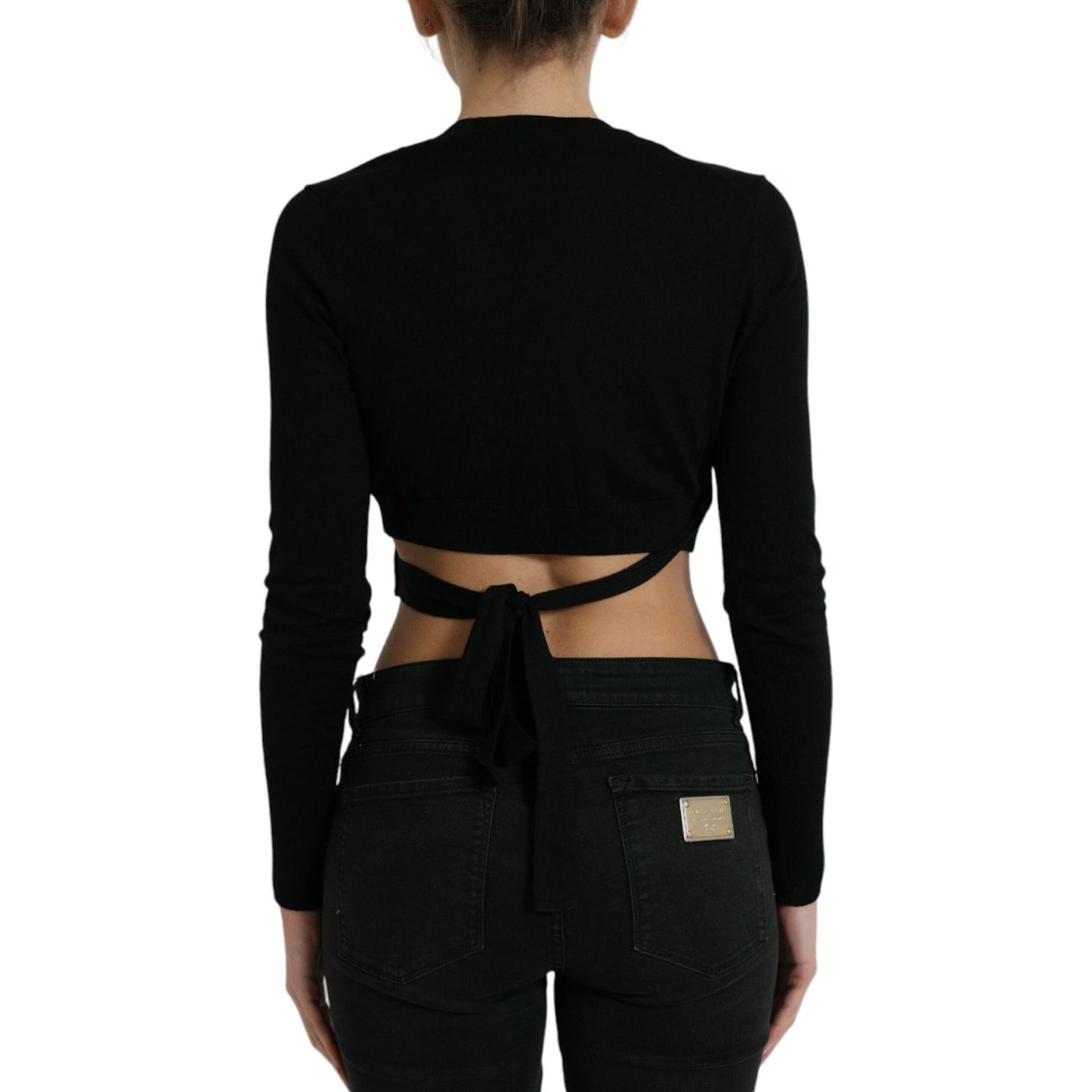Dolce & Gabbana Elegant Black Virgin Wool Cardigan Sweater Dolce & Gabbana Black