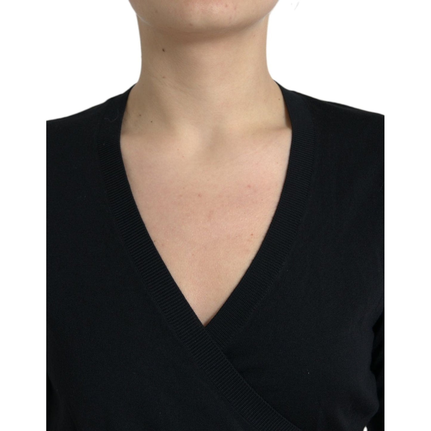 Dolce & Gabbana Elegant Black Virgin Wool Cardigan Sweater Dolce & Gabbana Black