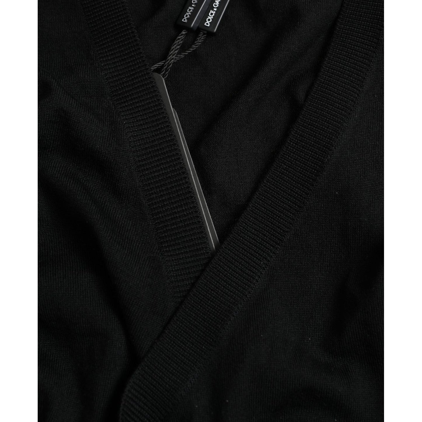 Dolce & Gabbana Elegant Black Virgin Wool Cardigan Sweater Dolce & Gabbana Black