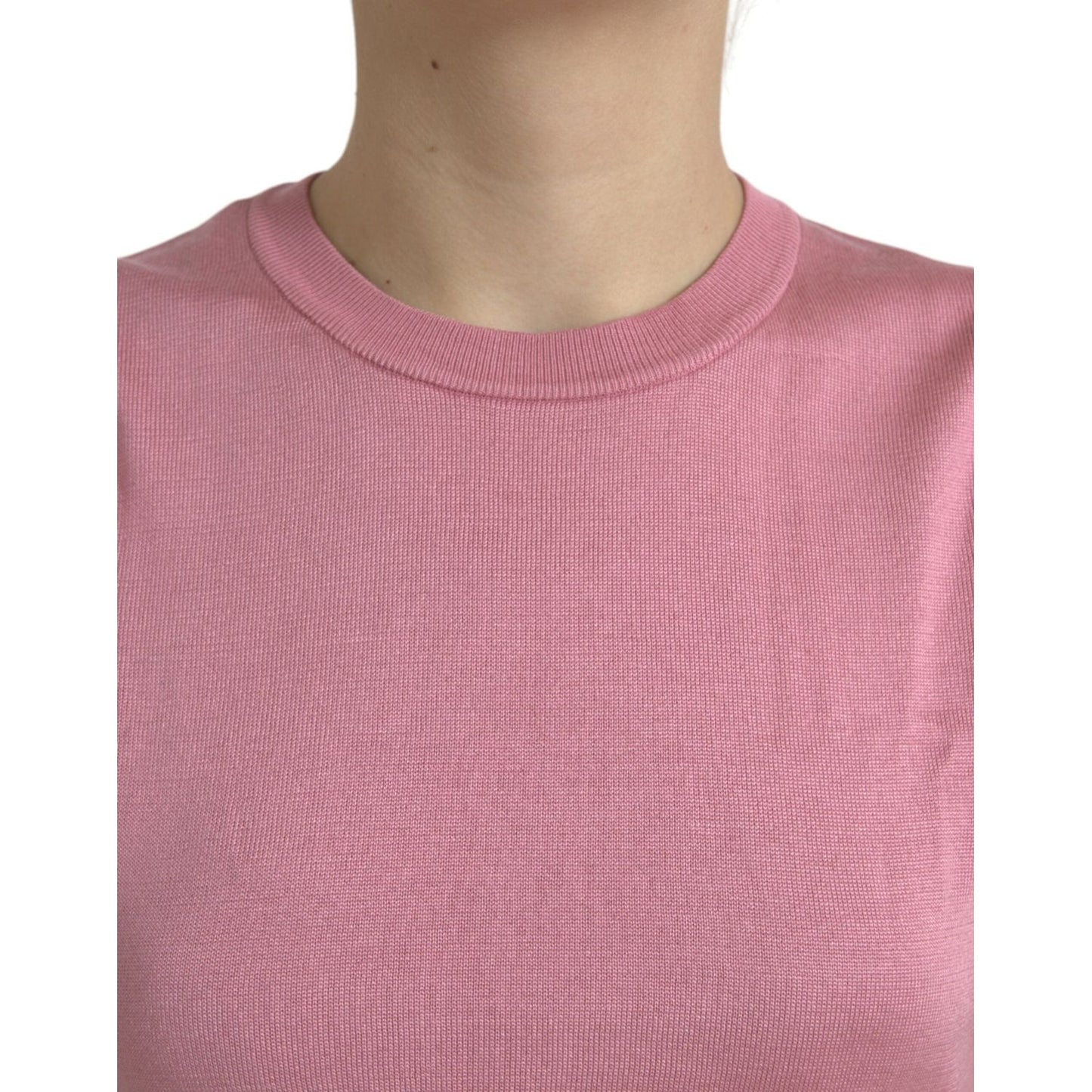 Dolce & Gabbana Elegant Silk Crew Neck Cropped Tank Top Dolce & Gabbana Rosy Brown