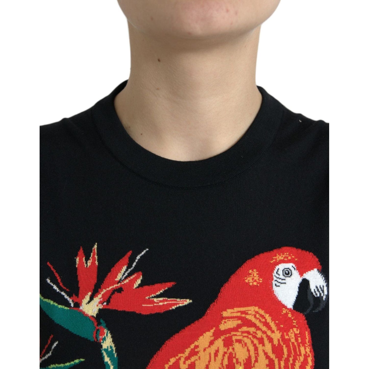 Dolce & Gabbana Elegant Jungle Print Crew Neck Tank Top Dolce & Gabbana Black