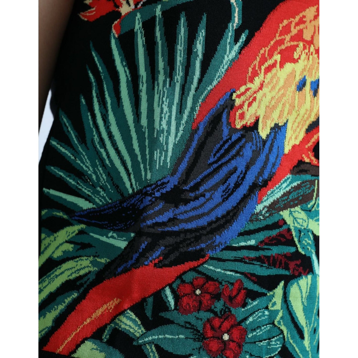Dolce & Gabbana Elegant Jungle Print Crew Neck Tank Top Dolce & Gabbana Black