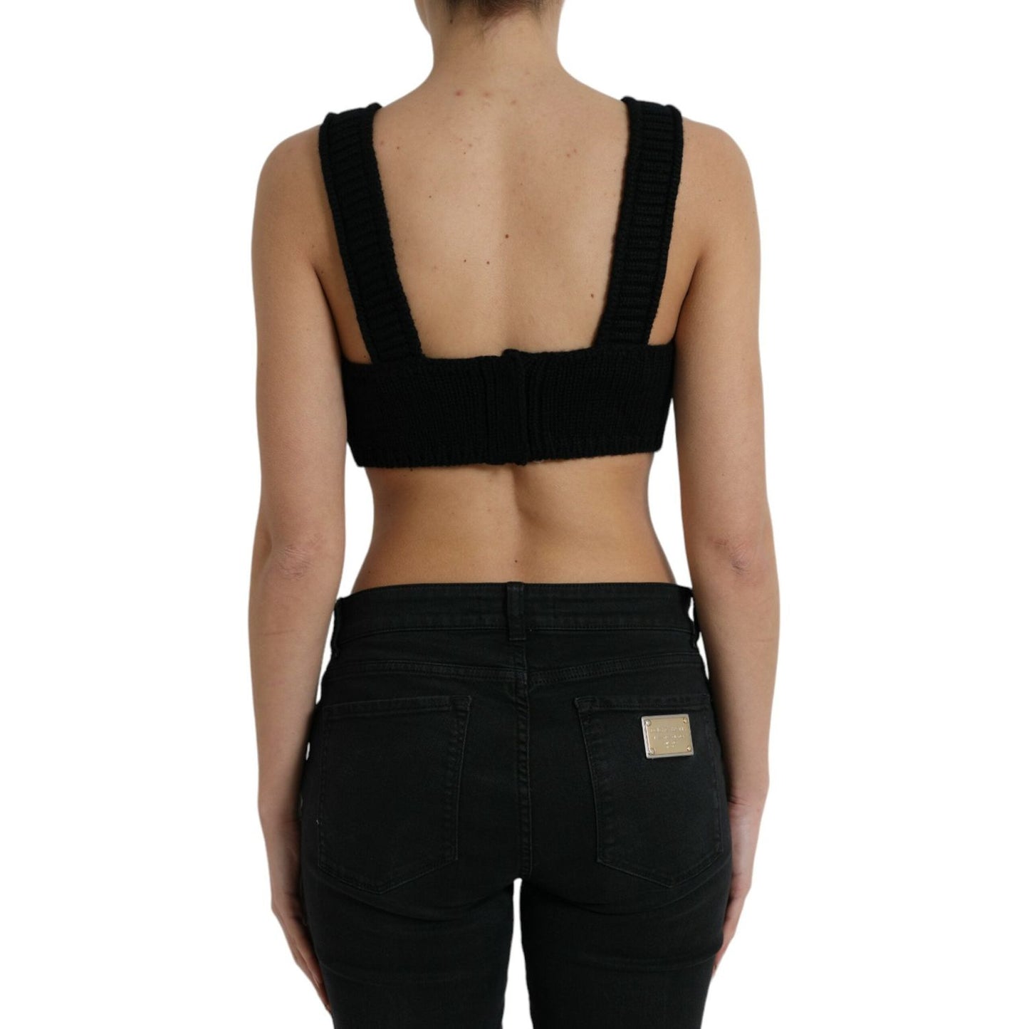Dolce & Gabbana Elegant Black Cashmere Bustier Crop Top Dolce & Gabbana Rosy Brown