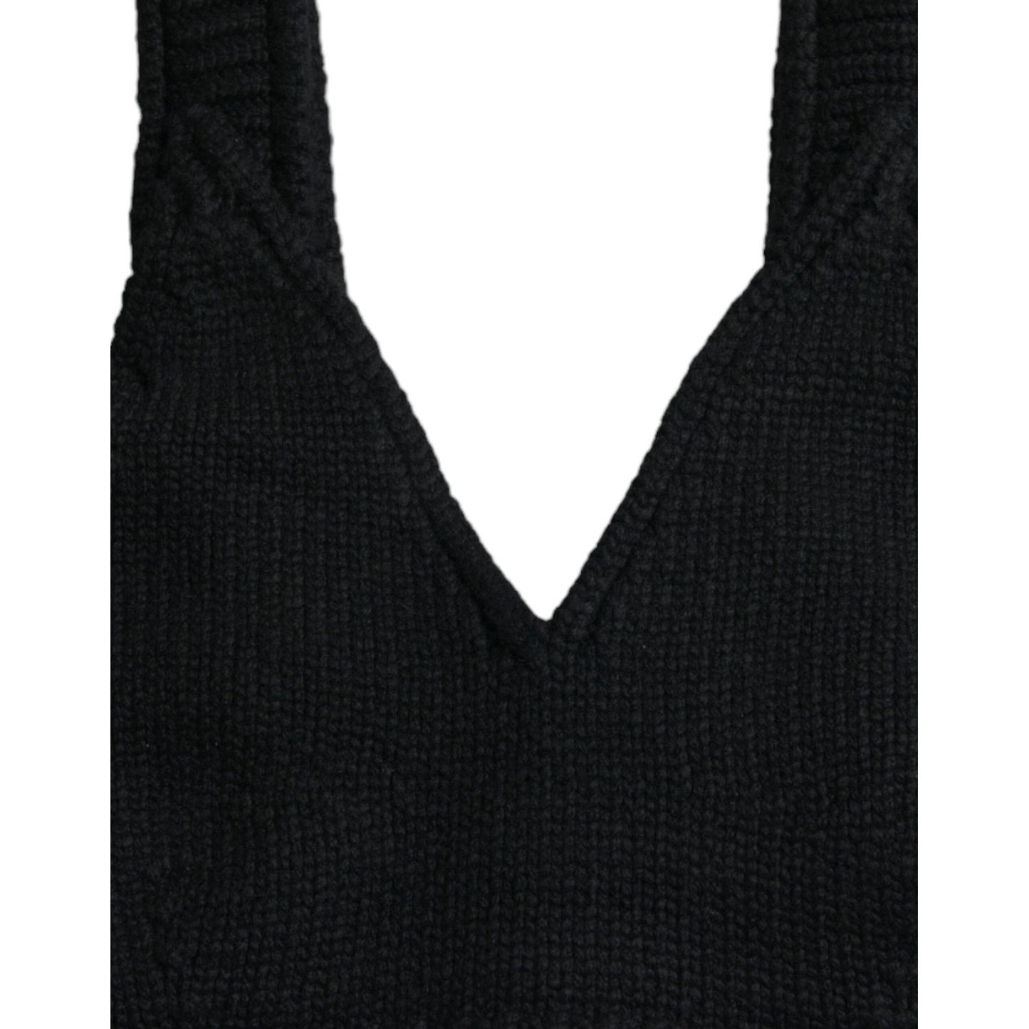 Dolce & Gabbana Elegant Black Cashmere Bustier Crop Top Dolce & Gabbana Black