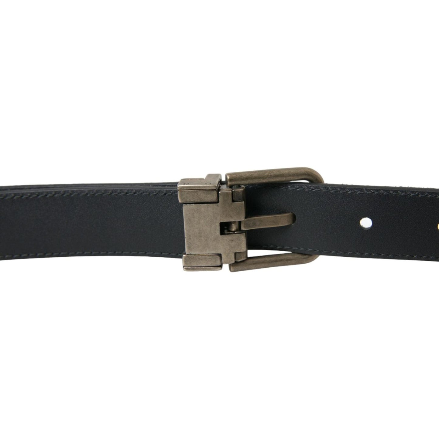 Dolce & Gabbana Elegant Black Leather Belt with Metal Buckle Dolce & Gabbana Dark Slate Gray