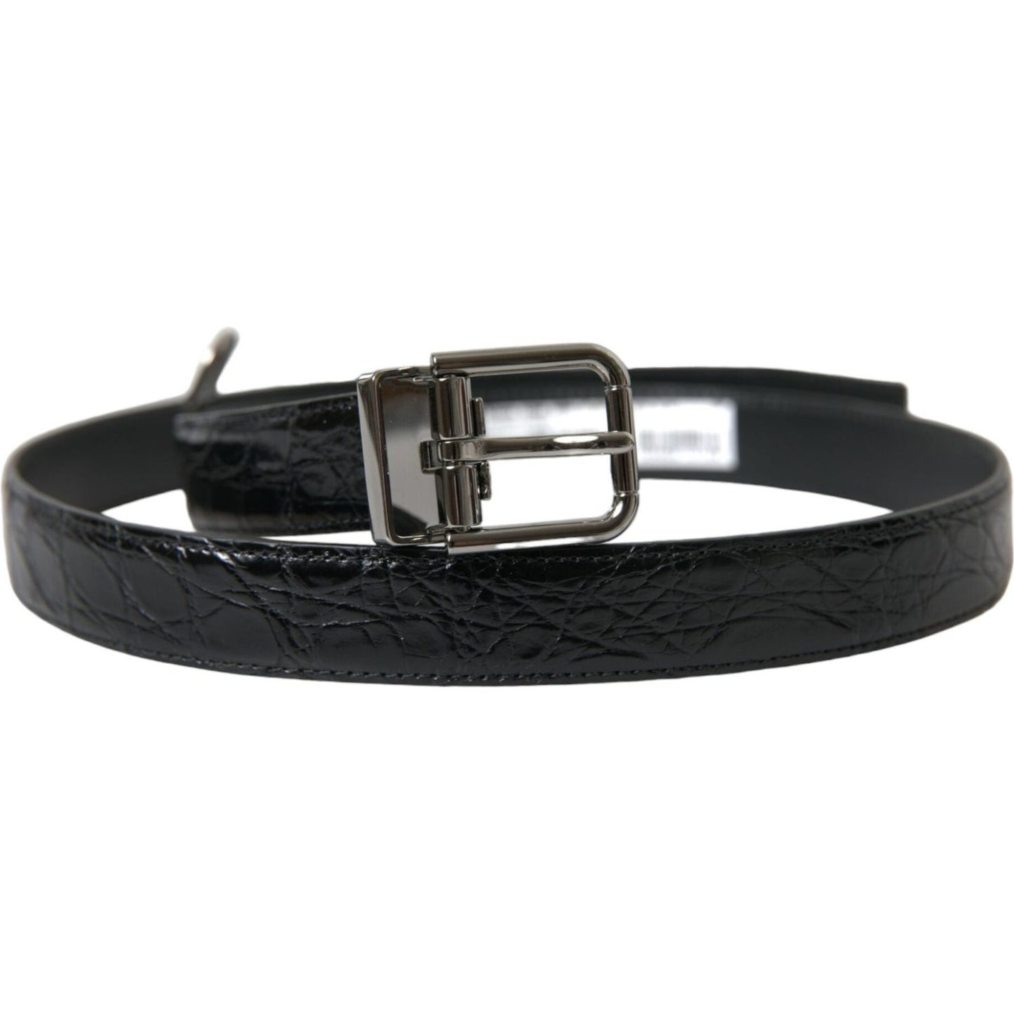 Dolce & Gabbana Elegant Black Leather Belt with Metal Buckle Dolce & Gabbana Dark Slate Gray