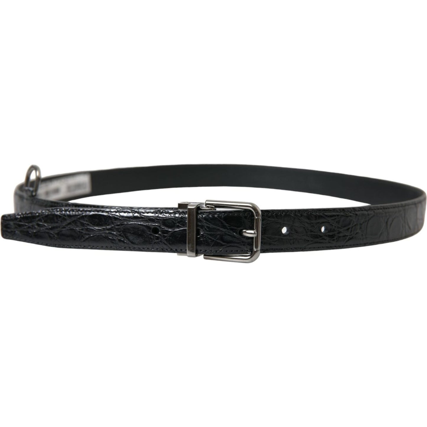 Dolce & Gabbana Elegant Black Leather Belt with Metal Buckle Dolce & Gabbana Dark Slate Gray