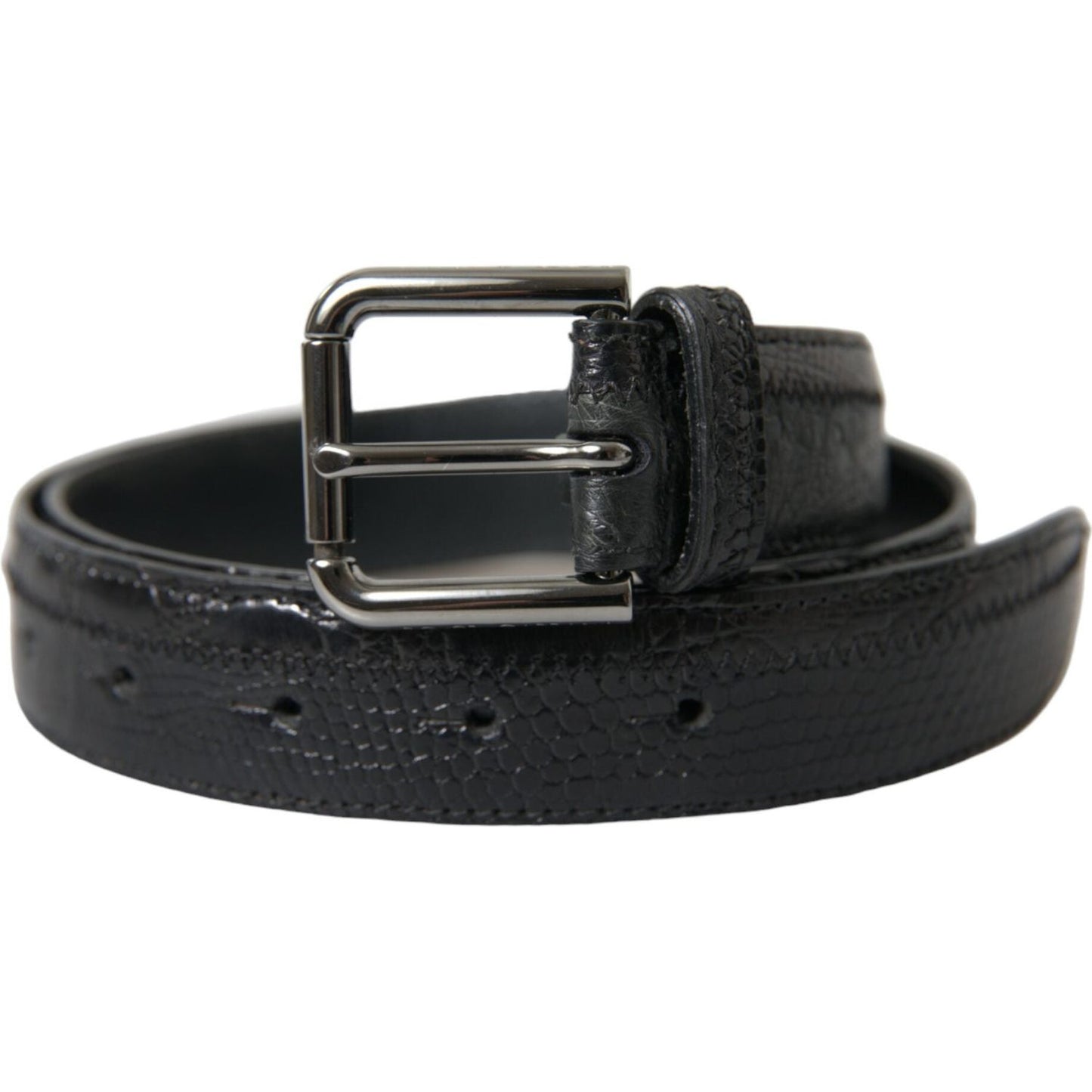 Dolce & Gabbana Elegant Black Leather Belt with Metal Buckle Dolce & Gabbana Dark Slate Gray