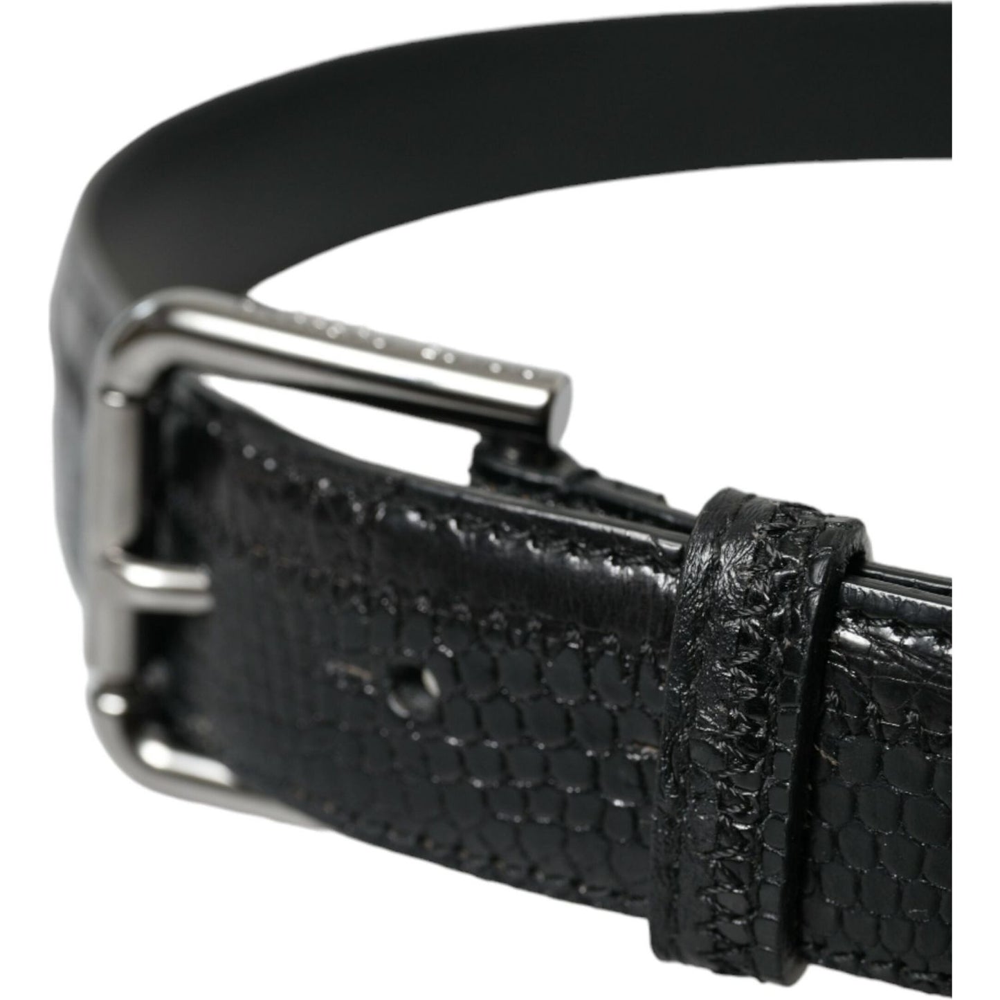 Dolce & Gabbana Elegant Black Leather Belt with Metal Buckle Dolce & Gabbana Dark Slate Gray