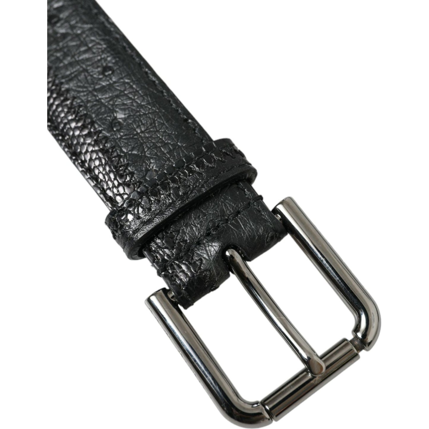 Dolce & Gabbana Elegant Black Leather Belt with Metal Buckle Dolce & Gabbana Dark Slate Gray