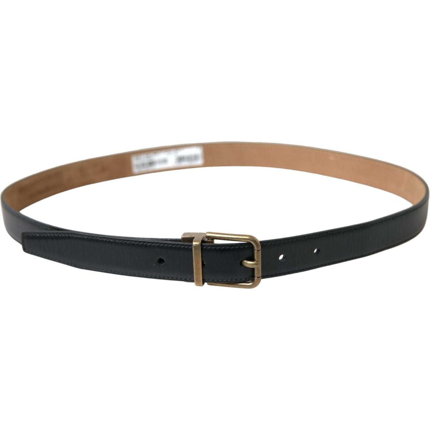 Dolce & Gabbana Elegant Black Calf Leather Belt Dolce & Gabbana Tan