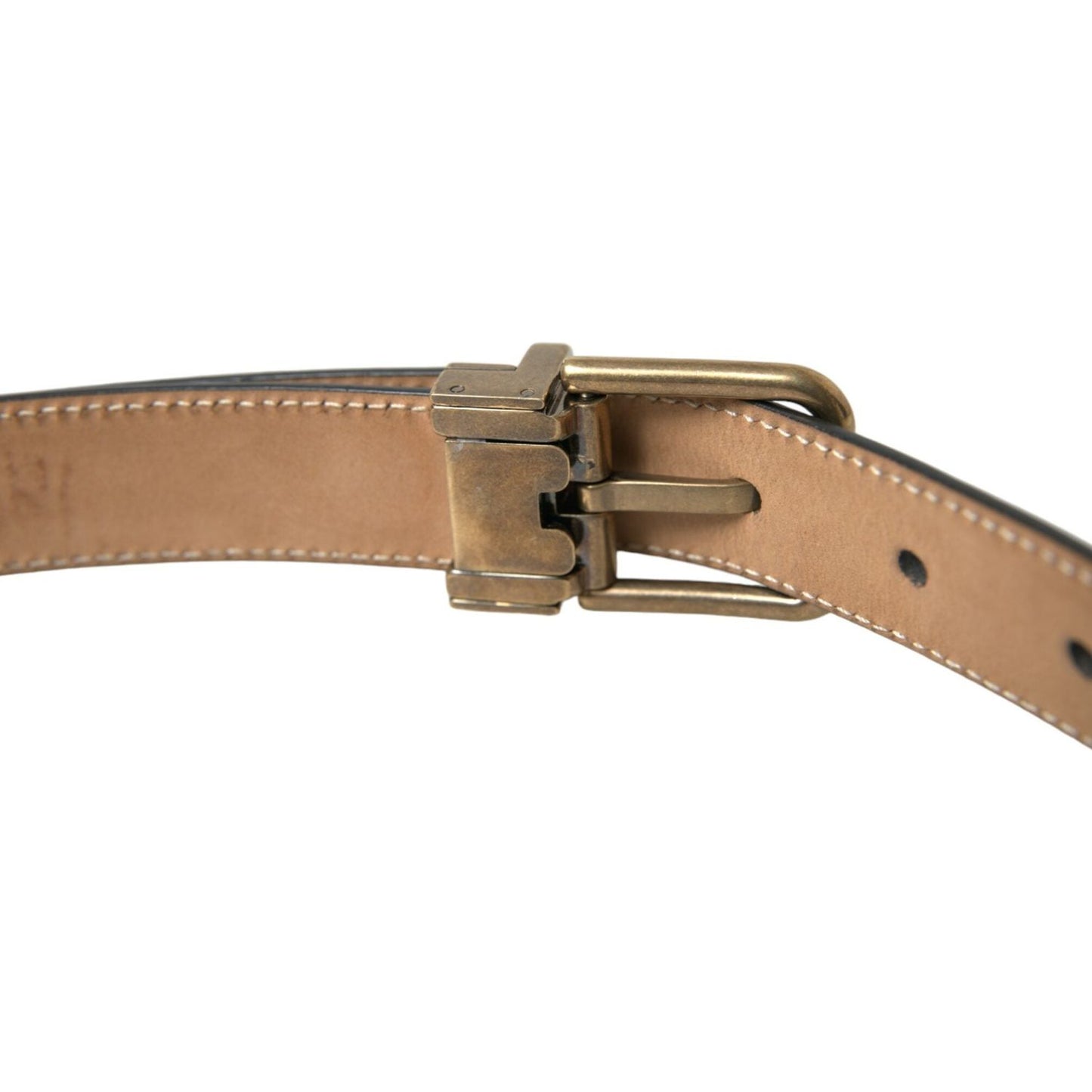 Dolce & Gabbana Elegant Black Calf Leather Belt Dolce & Gabbana Rosy Brown