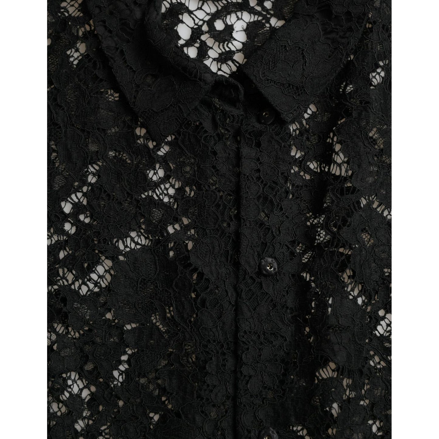 Dolce & Gabbana Elegant Floral Lace Blouse Top Dolce & Gabbana Black