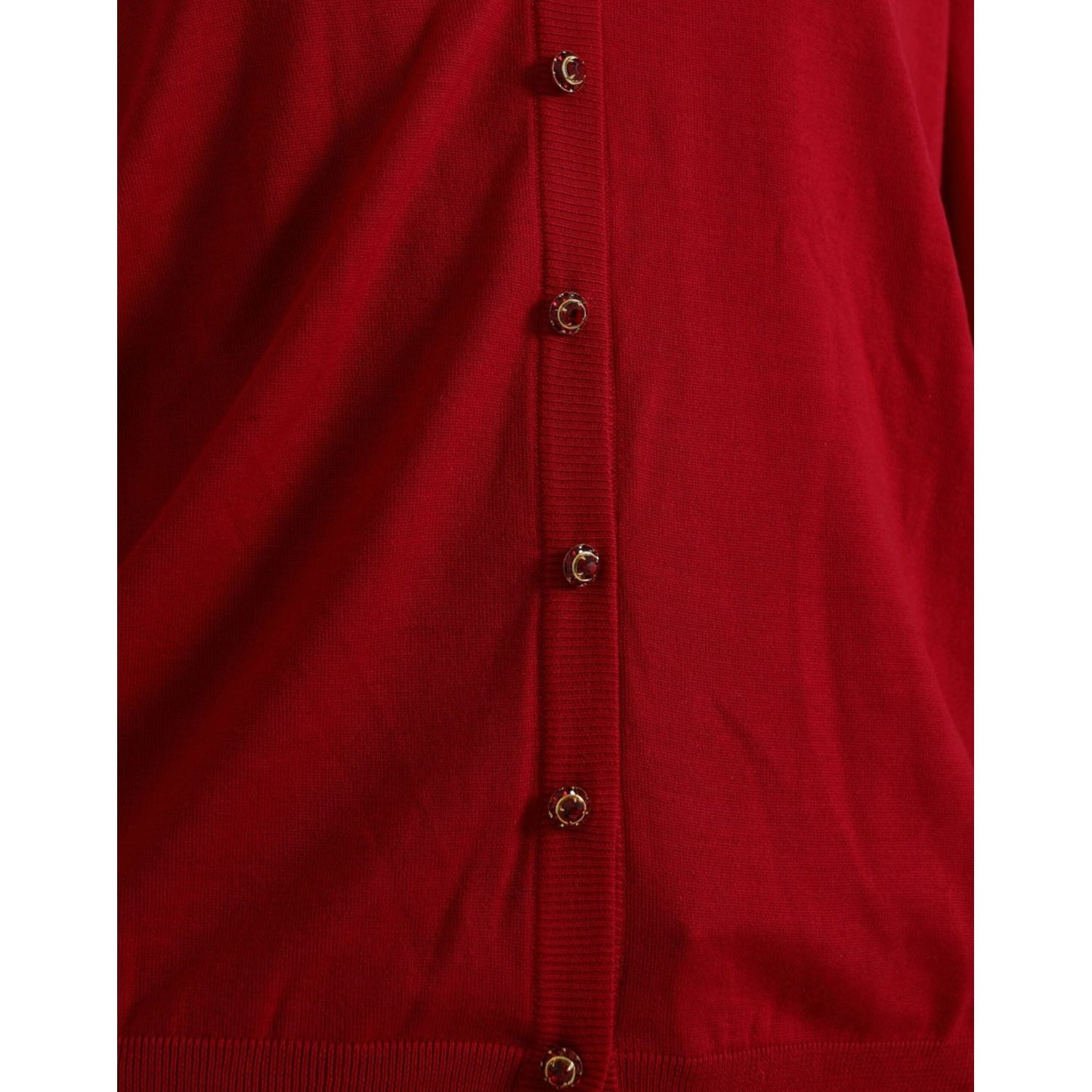 Dolce & Gabbana Elegant Red V-Neck Wool Cardigan Dolce & Gabbana Dark Red
