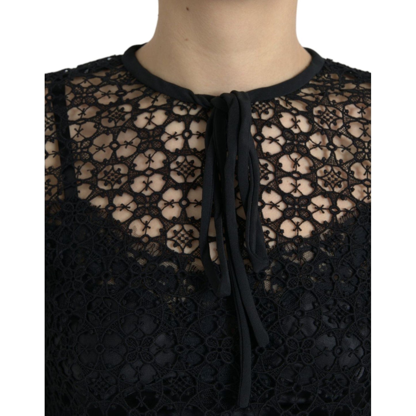 Dolce & Gabbana Elegant Floral Lace Blouse Top Dolce & Gabbana Rosy Brown