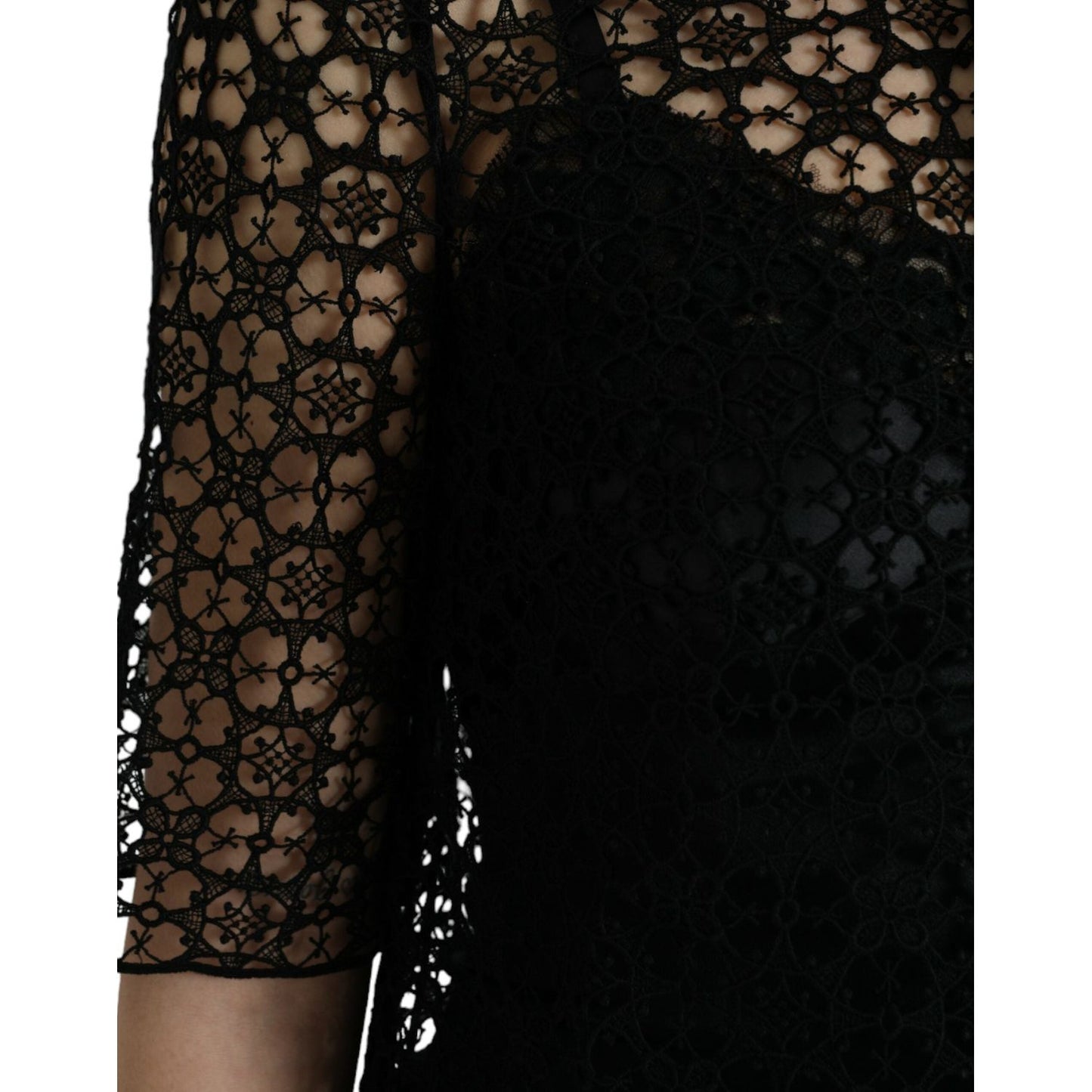 Dolce & Gabbana Elegant Floral Lace Blouse Top Dolce & Gabbana Black