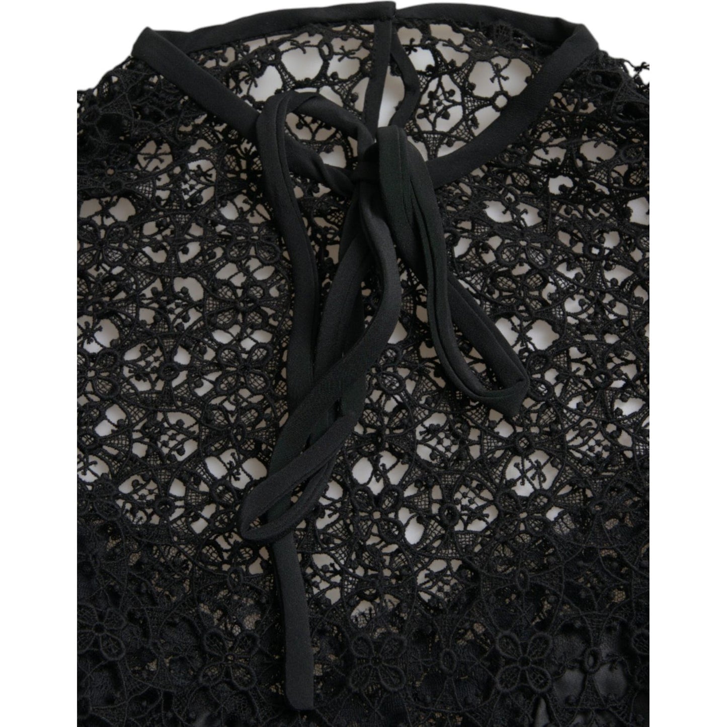 Dolce & Gabbana Elegant Floral Lace Blouse Top Dolce & Gabbana Black